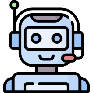 Icon representing a robot that wears digital tools. It is a funny representation of the chatbot tool