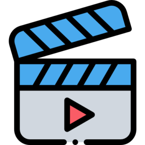 Clapperboard with a video symbol